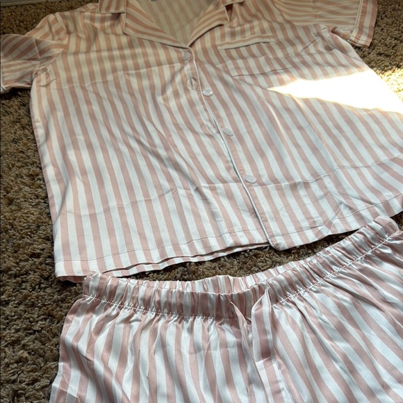 Striped Pink and White Women's Pajama Set - Picture 5 of 5